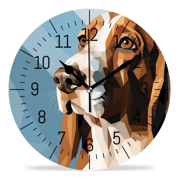 14 Inch Wall Clock Battery Operated Silent Clock Decorative for Office, Kitchen, Outdoor, Living Room,Basset Hound Dog Exquisite