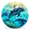 thumbnail image 1 of 14 Inch Wall Clock Battery Operated Silent Clock Decorative for Office, Kitchen, Outdoor, Living Room，Beautiful Dolphin Ocean Sea Coral Reef Style, 1 of 4