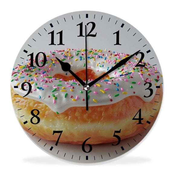 14 Inch Wall Clock Battery Operated Silent Clock Decorative for Office, Kitchen, Outdoor, Living RoomBeautiful Donut Chic