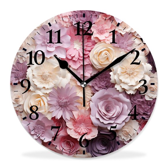 14 Inch Wall Clock Battery Operated Silent Clock Decorative for Office, Kitchen, Outdoor, Living Room,Beautiful Flower Group Creative