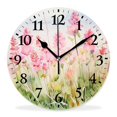 thumbnail image 1 of 14 Inch Wall Clock Battery Operated Silent Clock Decorative for Office, Kitchen, Outdoor, Living Room，Beautiful Flowers Multicolor, 1 of 4