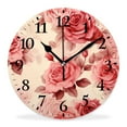thumbnail image 1 of 14 Inch Wall Clock Battery Operated Silent Clock Decorative for Office, Kitchen, Outdoor, Living Room，Beautiful White Roses Print, 1 of 4