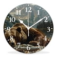 thumbnail image 1 of 14 Inch Wall Clock Battery Operated Silent Clock Decorative for Office, Kitchen, Outdoor, Living Room，Brown Bear Charming, 1 of 4