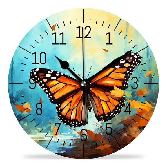 14 Inch Wall Clock Battery Operated Silent Clock Decorative for Office, Kitchen, Outdoor, Living Room，Butterfly 3 Creative