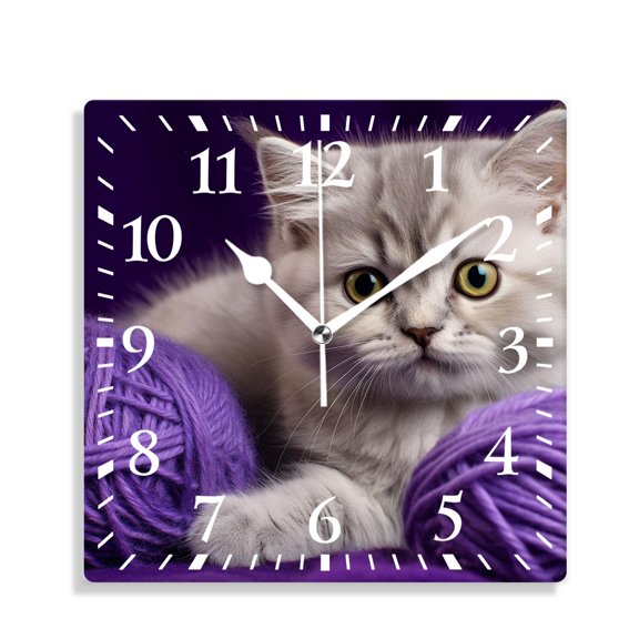 14 Inch Wall Clock Battery Operated Silent Clock Decorative for Office, Kitchen, Outdoor, Living Room，Cat Animal Cute Design