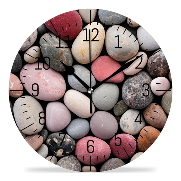 14 Inch Wall Clock Battery Operated Silent Clock Decorative for Office, Kitchen, Outdoor, Living RoomCobble Stone Design