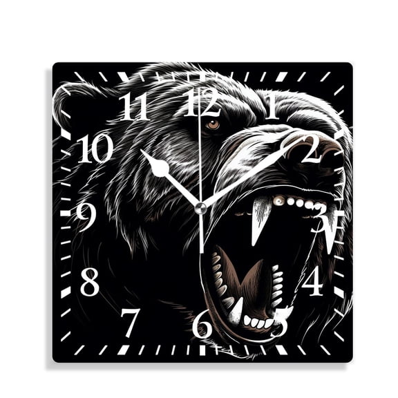 14 Inch Wall Clock Battery Operated Silent Clock Decorative for Office, Kitchen, Outdoor, Living RoomCrazy Bear Beautiful Pattern