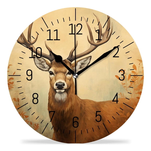 14 Inch Wall Clock Battery Operated Silent Clock Decorative for Office, Kitchen, Outdoor, Living RoomCute Deer Picture
