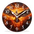 thumbnail image 1 of 14 Inch Wall Clock Battery Operated Silent Clock Decorative for Office, Kitchen, Outdoor, Living Room，Fire Flame Eagle on Black Adorable, 1 of 4