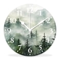 thumbnail image 1 of 14 Inch Wall Clock Battery Operated Silent Clock Decorative for Office, Kitchen, Outdoor, Living Room，Foggy Tree Picture, 1 of 4