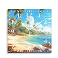 thumbnail image 1 of 14 Inch Wall Clock Battery Operated Silent Clock Decorative for Office, Kitchen, Outdoor, Living Room，Hawaii Beach with Palm Trees Graceful, 1 of 4