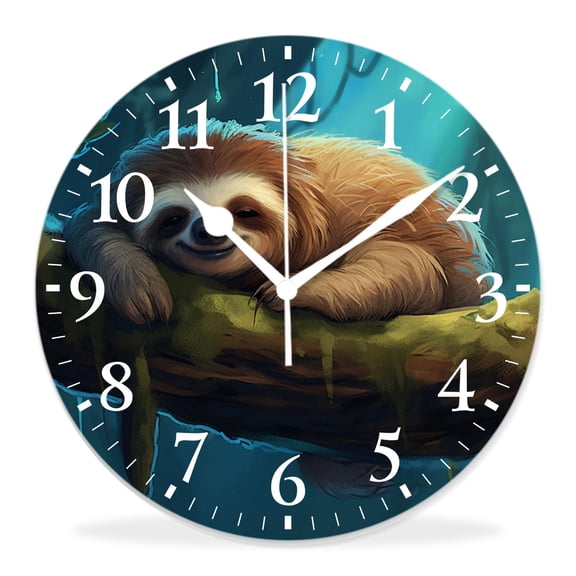 14 Inch Wall Clock Battery Operated Silent Clock Decorative for Office, Kitchen, Outdoor, Living RoomLovely Sloth Cute