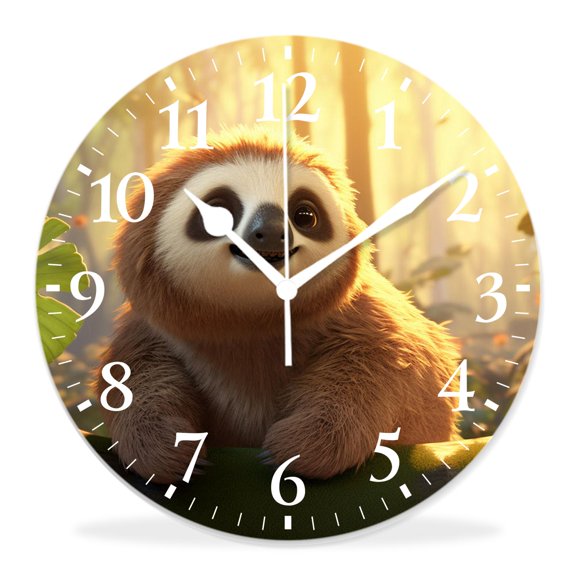 14 Inch Wall Clock Battery Operated Silent Clock Decorative for Office, Kitchen, Outdoor, Living RoomLovely Sloth Print