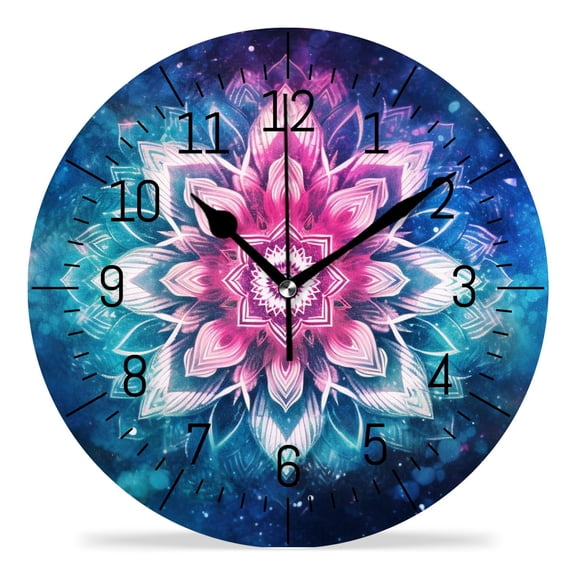 14 Inch Wall Clock Battery Operated Silent Clock Decorative for Office, Kitchen, Outdoor, Living RoomMagical Galaxy Mandala Pattern Style