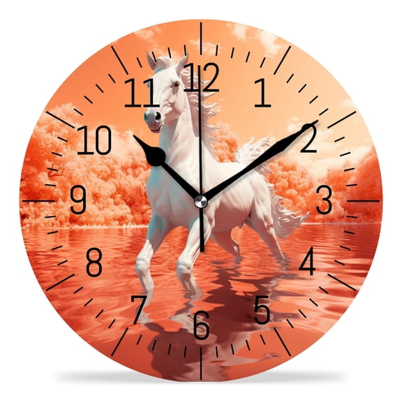 14 Inch Wall Clock Battery Operated Silent Clock Decorative for Office, Kitchen, Outdoor, Living RoomMysterious Unicorn Beautiful