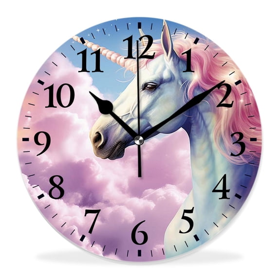 14 Inch Wall Clock Battery Operated Silent Clock Decorative for Office, Kitchen, Outdoor, Living Room，Noble Unicorn Style