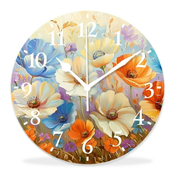 14 Inch Wall Clock Battery Operated Silent Clock Decorative for Office, Kitchen, Outdoor, Living Room,Original Oil Painting Landscape Lovely