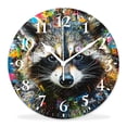 thumbnail image 1 of 14 Inch Wall Clock Battery Operated Silent Clock Decorative for Office, Kitchen, Outdoor, Living Room，Peace Raccoon Exquisite, 1 of 4