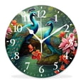 thumbnail image 1 of 14 Inch Wall Clock Battery Operated Silent Clock Decorative for Office, Kitchen, Outdoor, Living Room，Peacock Spa Pattern, 1 of 4