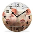 thumbnail image 1 of 14 Inch Wall Clock Battery Operated Silent Clock Decorative for Office, Kitchen, Outdoor, Living Room，Pigs Lean on The Fence Exquisite, 1 of 4