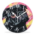 thumbnail image 1 of 14 Inch Wall Clock Battery Operated Silent Clock Decorative for Office, Kitchen, Outdoor, Living Room，Pug Dog Geometric Triangle Striped Creative, 1 of 4