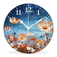 thumbnail image 1 of 14 Inch Wall Clock Battery Operated Silent Clock Decorative for Office, Kitchen, Outdoor, Living Room，Red Flowers Image, 1 of 4