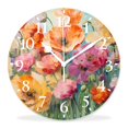 thumbnail image 1 of 14 Inch Wall Clock Battery Operated Silent Clock Decorative for Office, Kitchen, Outdoor, Living Room，Red Poppies Spring Flowers Wildflowers Pattern, 1 of 4