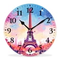 thumbnail image 1 of 14 Inch Wall Clock Battery Operated Silent Clock Decorative for Office, Kitchen, Outdoor, Living Room，Romantic Eiffel Tower Art, 1 of 4