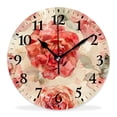 thumbnail image 1 of 14 Inch Wall Clock Battery Operated Silent Clock Decorative for Office, Kitchen, Outdoor, Living Room，Rose Flower Floral Exquisite, 1 of 4