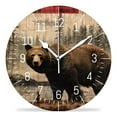 thumbnail image 1 of 14 Inch Wall Clock Battery Operated Silent Clock Decorative for Office, Kitchen, Outdoor, Living Room，Rustic Lodge Bear Moose Deer Creative, 1 of 4