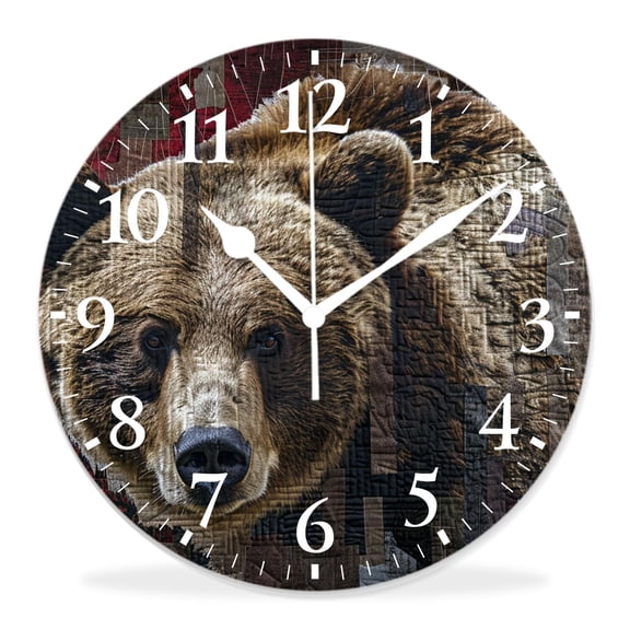 14 Inch Wall Clock Battery Operated Silent Clock Decorative for Office, Kitchen, Outdoor, Living RoomRustic Lodge Moose Deer Stunning