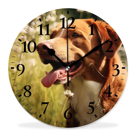 14 Inch Wall Clock Battery Operated Silent Clock Decorative for Office, Kitchen, Outdoor, Living RoomSiberian Husky Elegant Creative