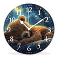 thumbnail image 1 of 14 Inch Wall Clock Battery Operated Silent Clock Decorative for Office, Kitchen, Outdoor, Living Room，Sleeping Bear on Moon Hanging Star Cute, 1 of 4