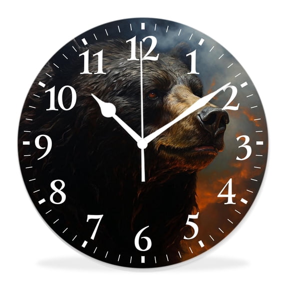 14 Inch Wall Clock Battery Operated Silent Clock Decorative for Office, Kitchen, Outdoor, Living Room，Smile Bear Animal in Smoke Adorable