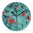 thumbnail image 1 of 14 Inch Wall Clock Battery Operated Silent Clock Decorative for Office, Kitchen, Outdoor, Living Room，Spring Blossom Flowers Background Graceful, 1 of 4