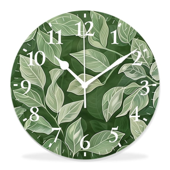 14 Inch Wall Clock Battery Operated Silent Clock Decorative for Office, Kitchen, Outdoor, Living Room,Spring Summer Nature Tropical Plants Adorable