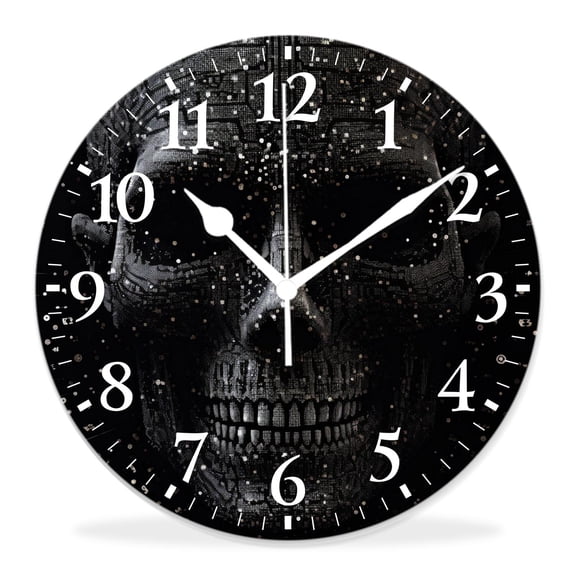 14 Inch Wall Clock Battery Operated Silent Clock Decorative for Office, Kitchen, Outdoor, Living RoomSugar Skull Abstract Multicolor