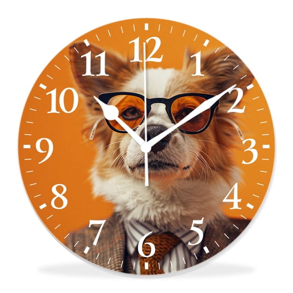 14 Inch Wall Clock Battery Operated Silent Clock Decorative for Office, Kitchen, Outdoor, Living Room，Summer Dog Sun Bathing attractive