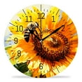 thumbnail image 1 of 14 Inch Wall Clock Battery Operated Silent Clock Decorative for Office, Kitchen, Outdoor, Living Room，Sunflower Bee Spring Flower Beautiful Pattern, 1 of 4