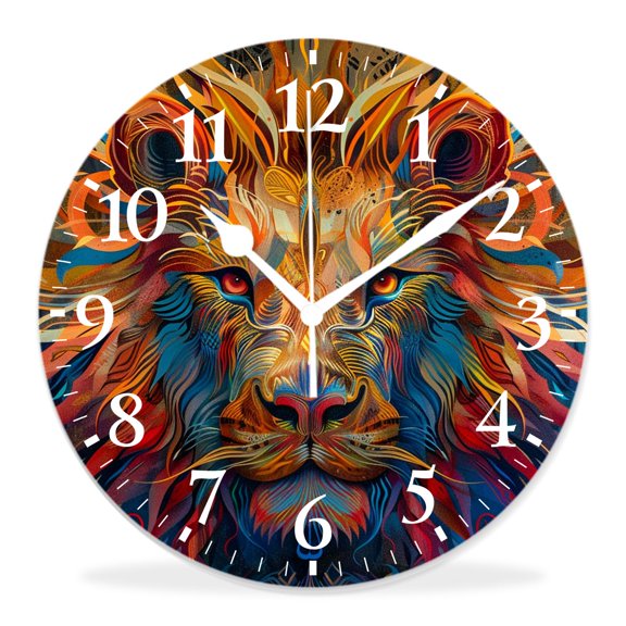 14 Inch Wall Clock Battery Operated Silent Clock Decorative for Office, Kitchen, Outdoor, Living RoomThe Lion Against a Dark Background attractive