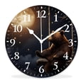 thumbnail image 1 of 14 Inch Wall Clock Battery Operated Silent Clock Decorative for Office, Kitchen, Outdoor, Living Room，The Moon Bear Elegant Design, 1 of 4