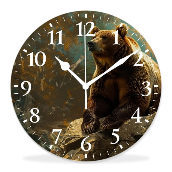 14 Inch Wall Clock Battery Operated Silent Clock Decorative for Office, Kitchen, Outdoor, Living Room,The Moon Bear Wild Lovely