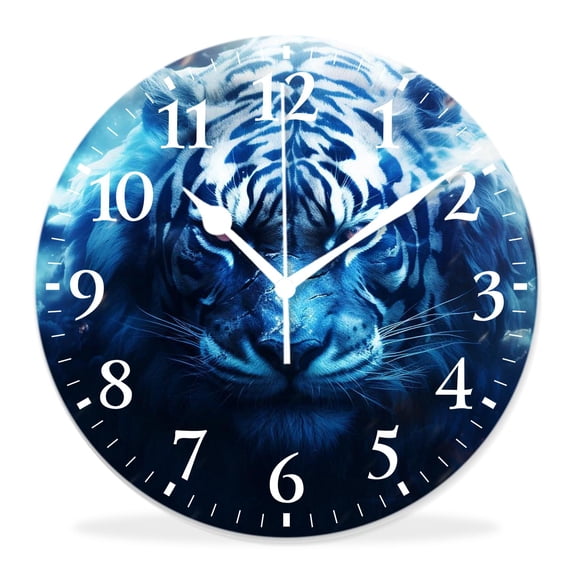 14 Inch Wall Clock Battery Operated Silent Clock Decorative for Office, Kitchen, Outdoor, Living Room,Tiger Elegant Design