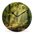 thumbnail image 1 of 14 Inch Wall Clock Battery Operated Silent Clock Decorative for Office, Kitchen, Outdoor, Living Room，Trunk Nature Green Sunlight Cute Design, 1 of 4
