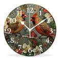 thumbnail image 1 of 14 Inch Wall Clock Battery Operated Silent Clock Decorative for Office, Kitchen, Outdoor, Living Room，Two Cardinals Chic, 1 of 4