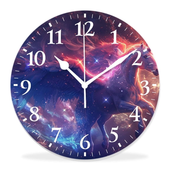 14 Inch Wall Clock Battery Operated Silent Clock Decorative for Office, Kitchen, Outdoor, Living RoomUnicorn Moon Graceful Elaborate