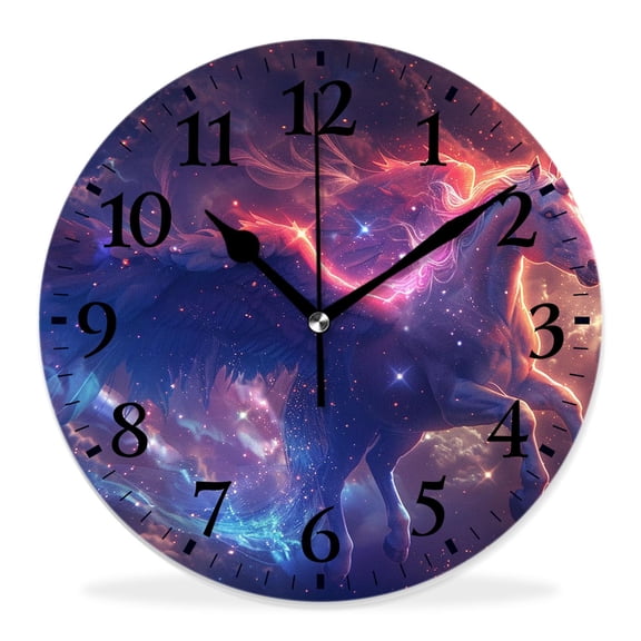 14 Inch Wall Clock Battery Operated Silent Clock Decorative for Office, Kitchen, Outdoor, Living RoomUnicorn Moon Graceful Elaborate
