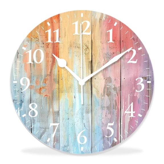 14 Inch Wall Clock Battery Operated Silent Clock Decorative for Office, Kitchen, Outdoor, Living Room，Vintage Wood Board Plank Wooden Amazing