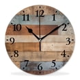thumbnail image 1 of 14 Inch Wall Clock Battery Operated Silent Clock Decorative for Office, Kitchen, Outdoor, Living Room，Vintage Wooden Plank Pattern Print, 1 of 4