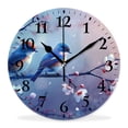 thumbnail image 1 of 14 Inch Wall Clock Battery Operated Silent Clock Decorative for Office, Kitchen, Outdoor, Living Room，Watercolor Blue Bird with Red Berries Cute, 1 of 4